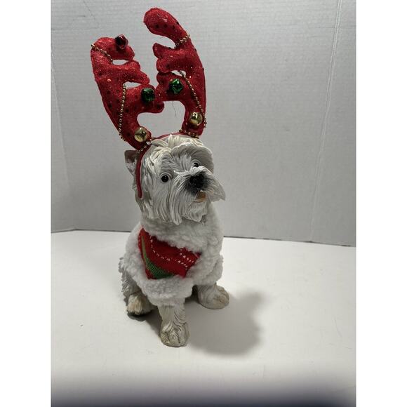 Regency International 14” Resin Scotty Terrier Dog W/Jingle Antlers Reindeer RAR